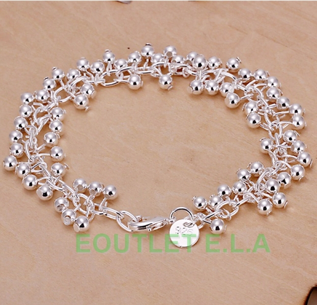 CUTE PLAIN SILVER BEADS BRACELET-19cm